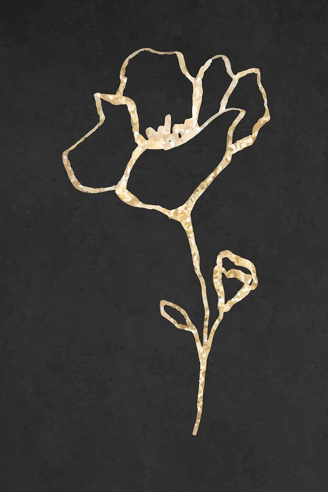 Gold flower hand drawn illustration vector, remixed from vintage public domain images