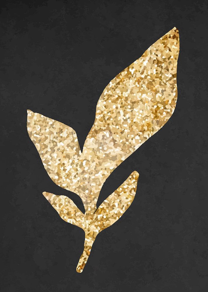 Gold aesthetic leaf design vector, remixed from vintage public domain images