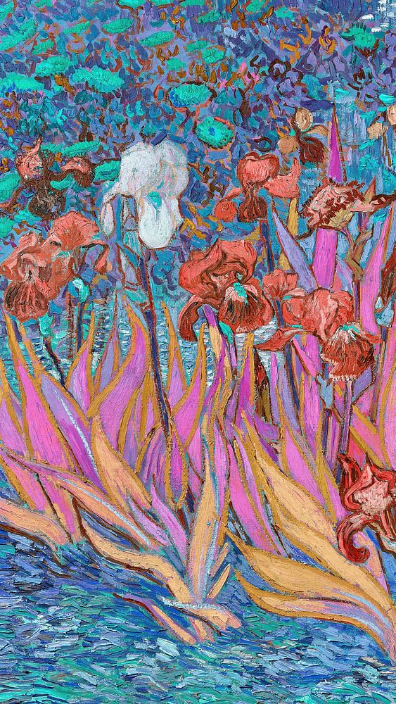 Van Gogh's Irises iPhone wallpaper, vintage artwork remixed by rawpixel