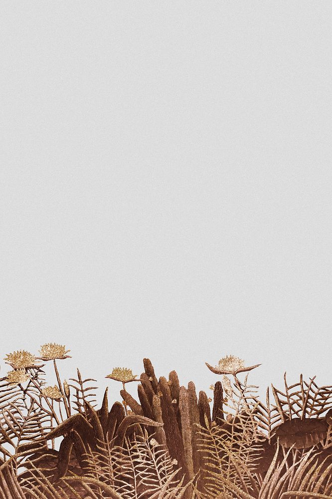 Flower border monochrome background,  Henri Rousseau's artwork remixed by rawpixel