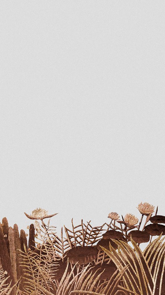 Flower border monochrome iPhone wallpaper, Henri Rousseau's artwork remixed by rawpixel 