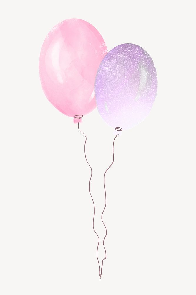 Cute balloons clipart, watercolor design psd