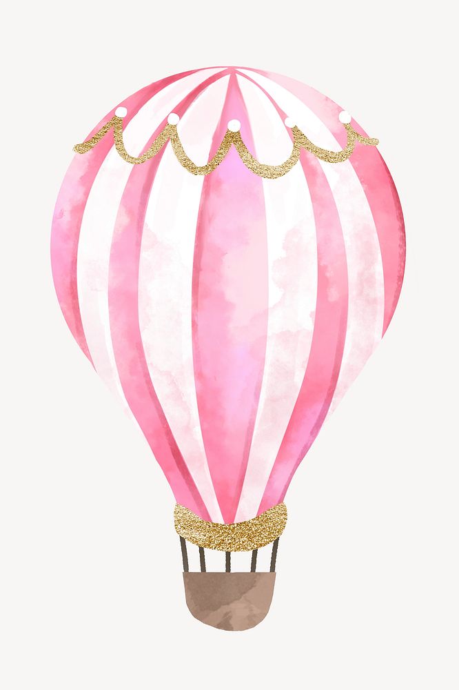 Hot air balloon clipart, watercolor design