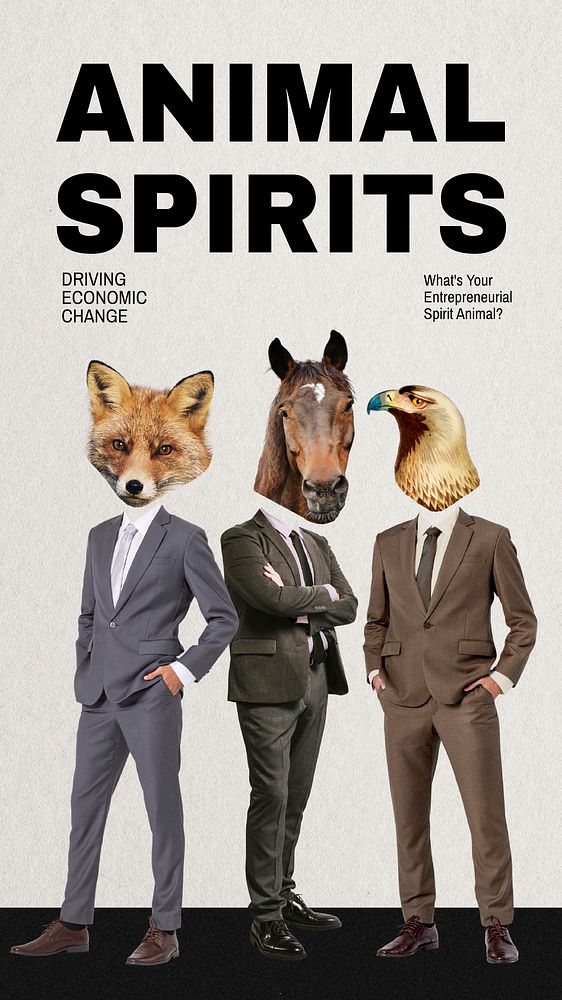 Animal spirits Instagram story template, business remixed media vector