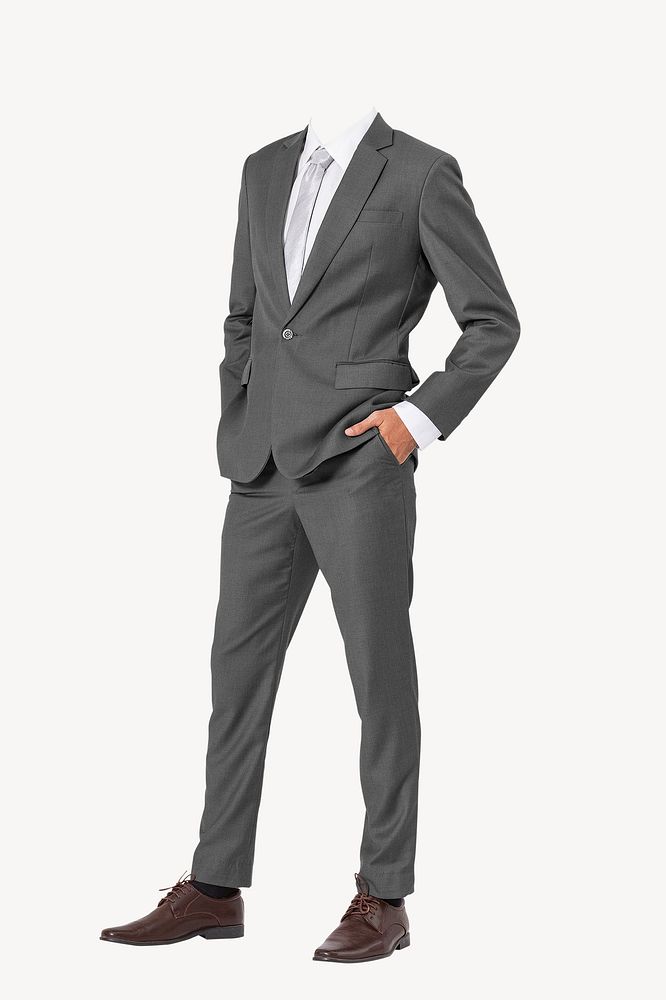 Headless businessman sticker, wearing suit, full body image psd