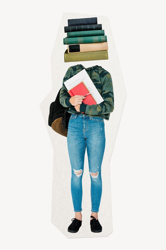 Book head woman, student, education remixed media