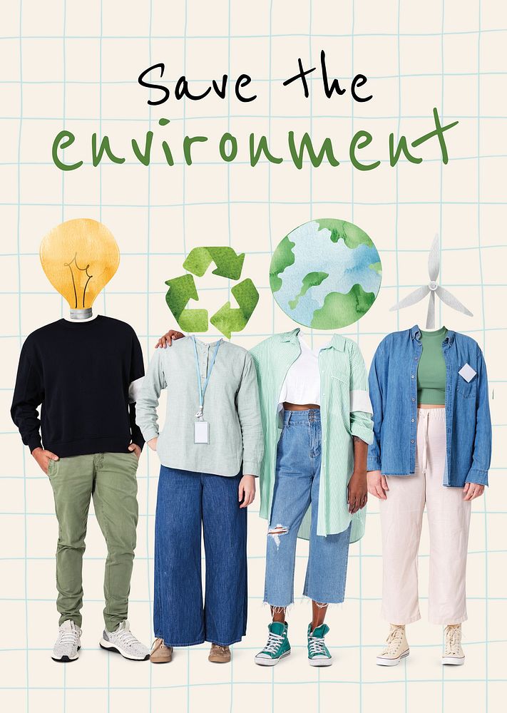 Environment poster template, save the world remixed media psd