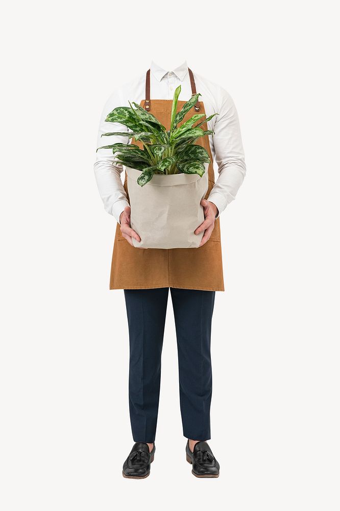 Headless plant man, small business remixed media psd