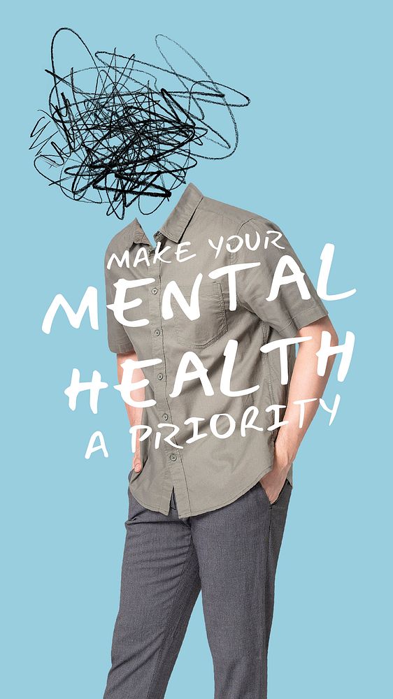Mental health Instagram story template, creative remixed media vector