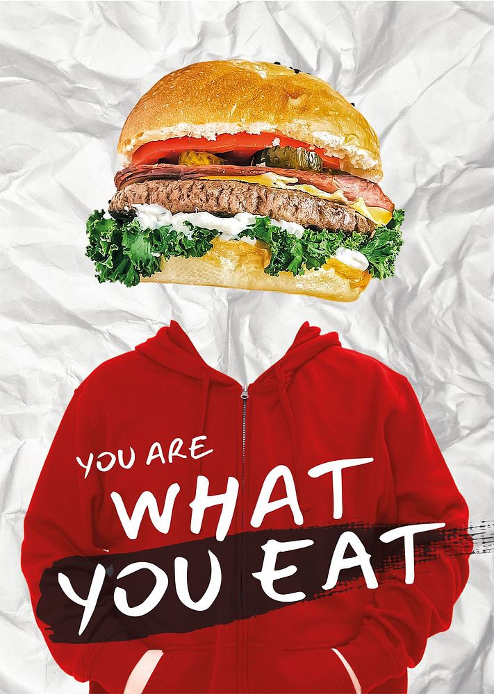 Foodie poster template, you are what you eat quote psd