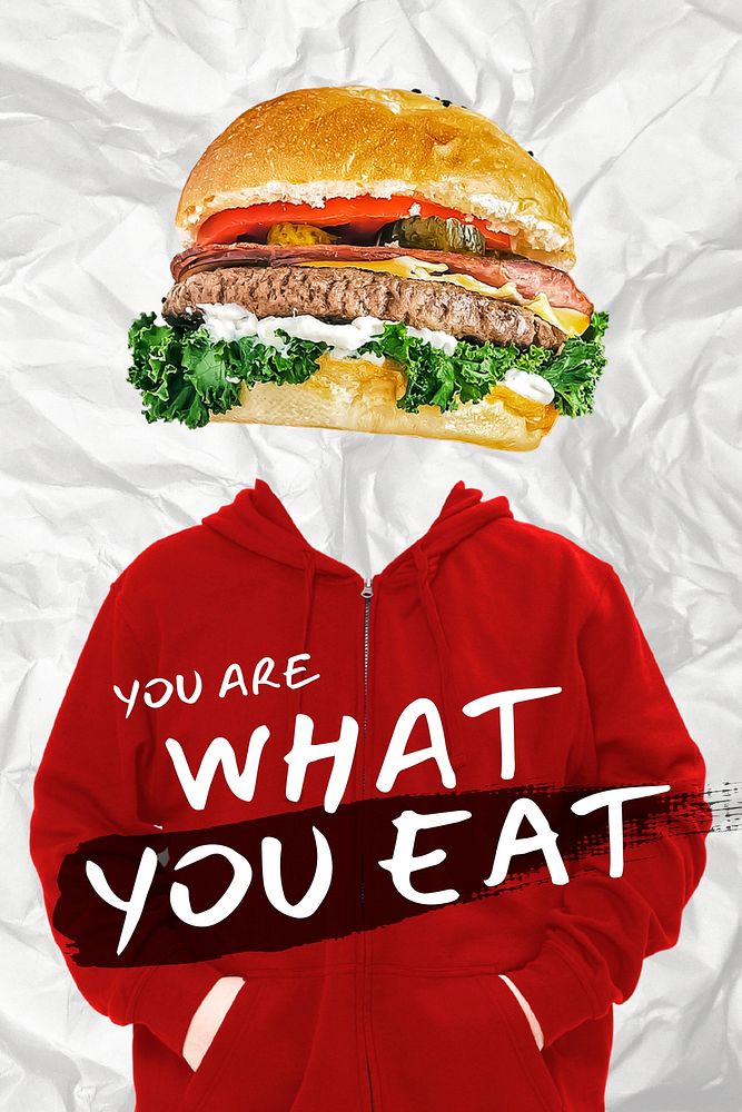 Foodie quote template, you are what you eat vector