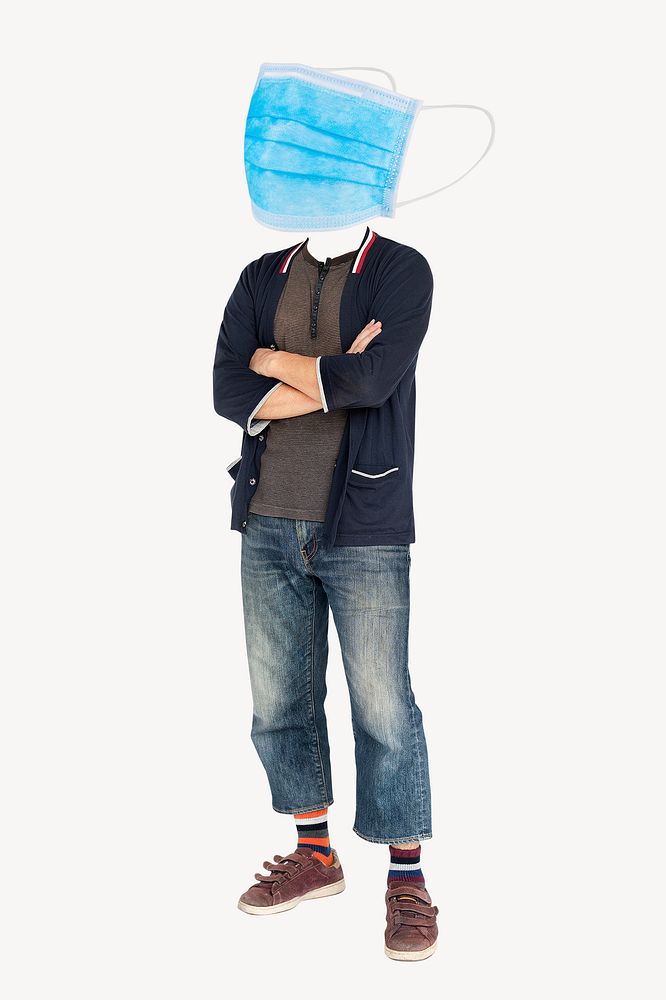 Face mask head man, COVID-19, health remixed media