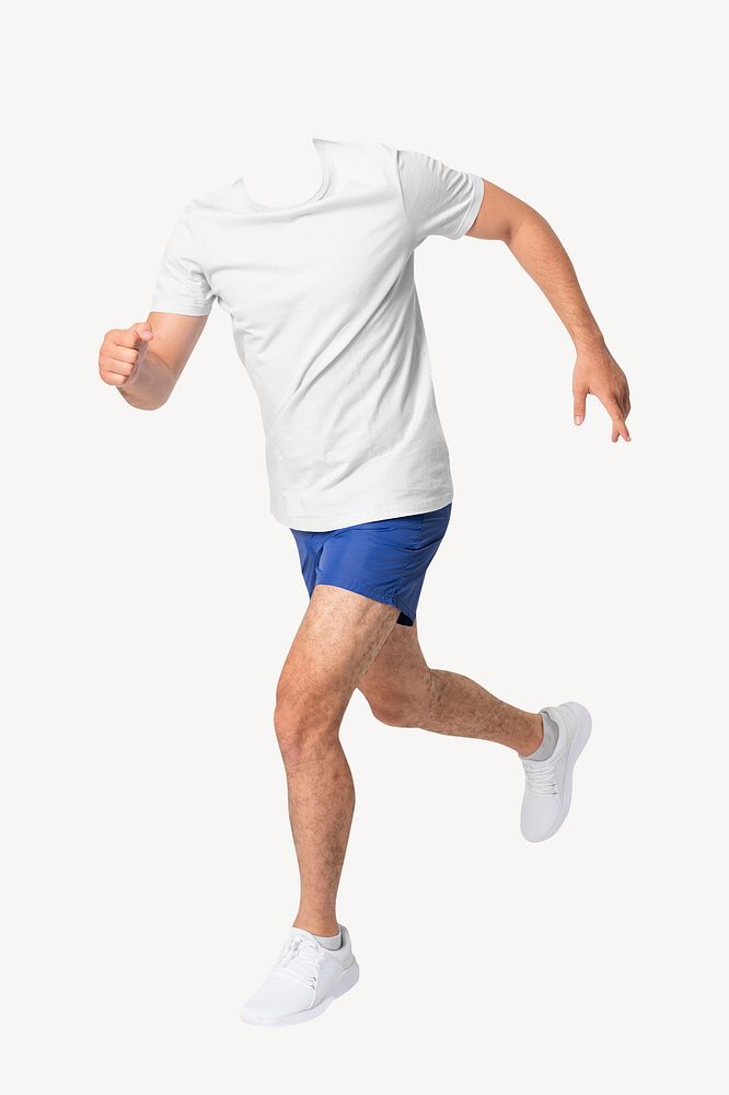 Running headless man sticker, full body image psd