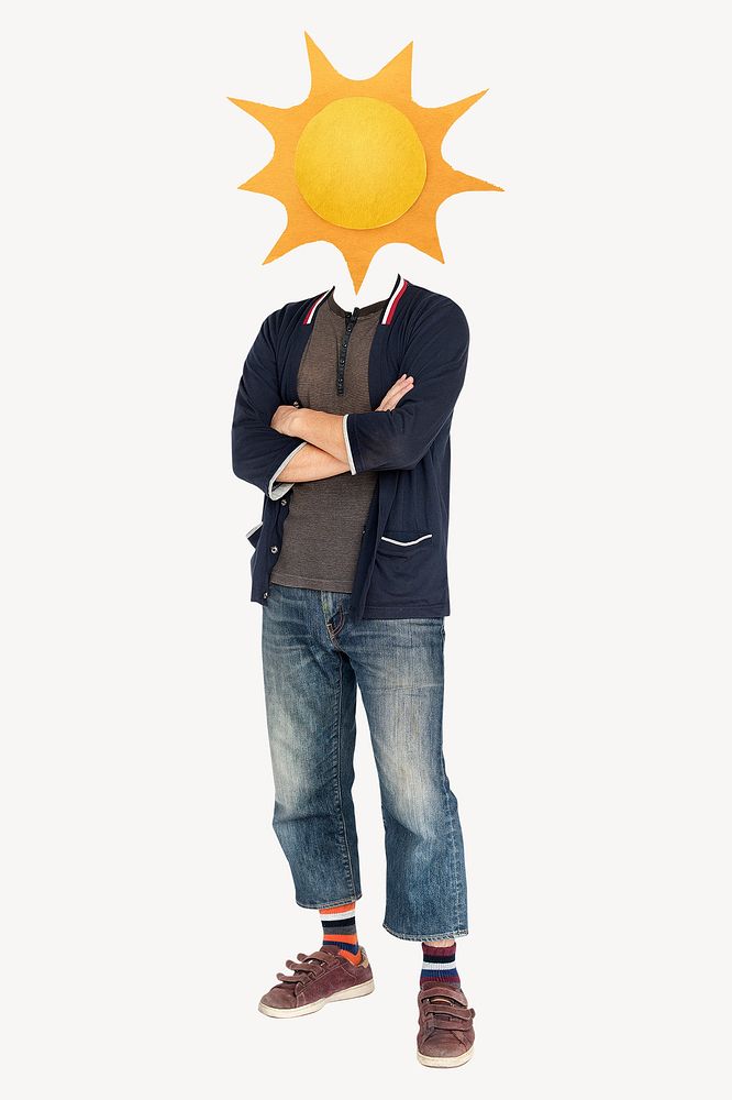 Sun head man, positivity, mental health remixed media psd