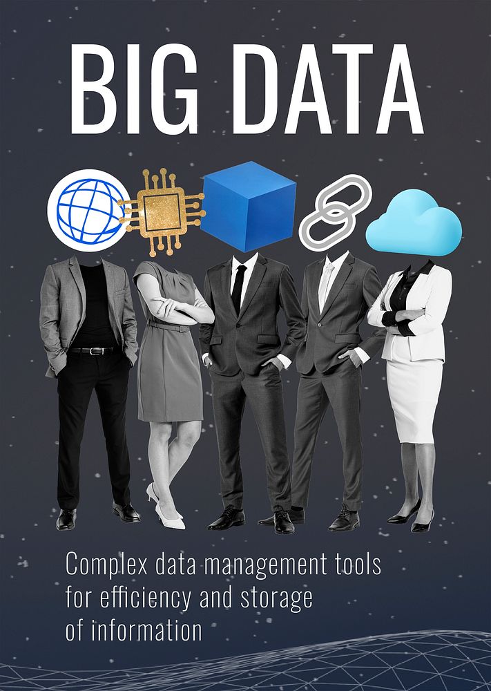 Big data poster template, business remixed media psd