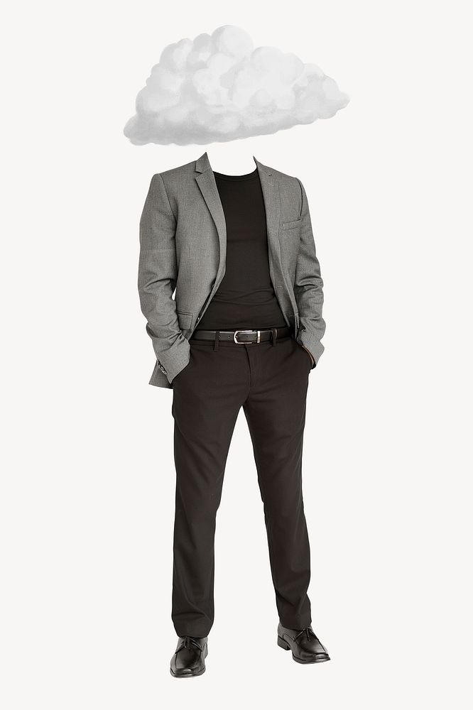 Cloud head businessman, office syndrome remixed media psd
