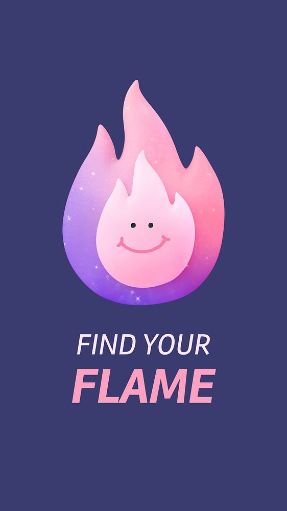 Aesthetic flame Instagram story template, cute 3D illustration vector
