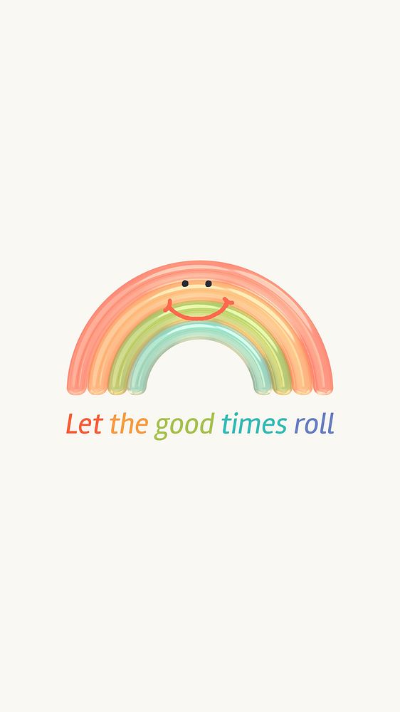 Rainbow aesthetic Instagram story template, good times quote vector