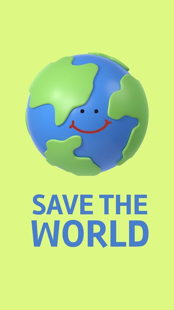 3D environment Instagram story template, save the world quote vector