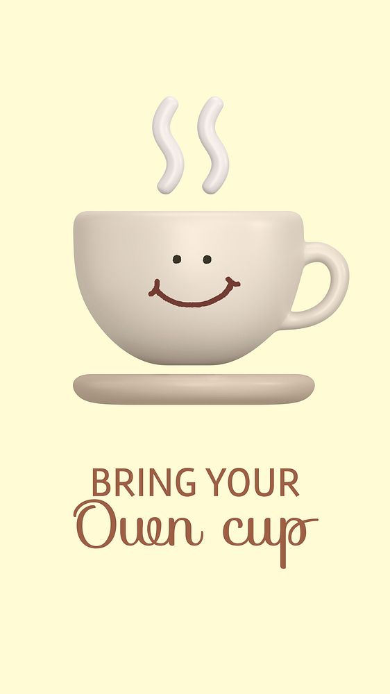 Smiling cup Instagram story template, sustainable quote vector