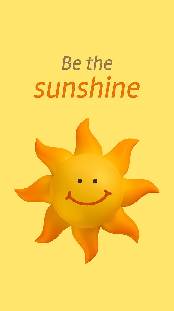 Smiling sun Instagram story template, 3D illustration vector