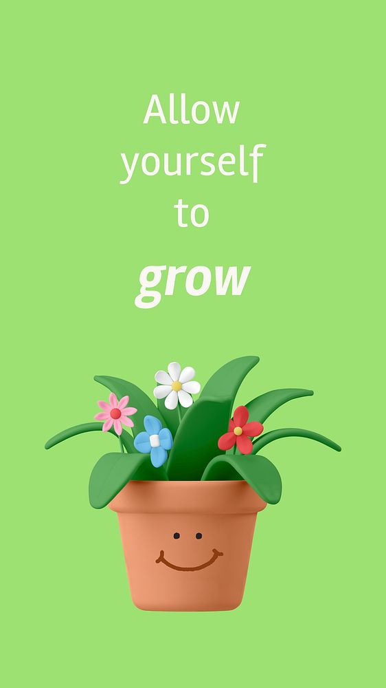 Happy houseplant Instagram story template, self-love quote vector