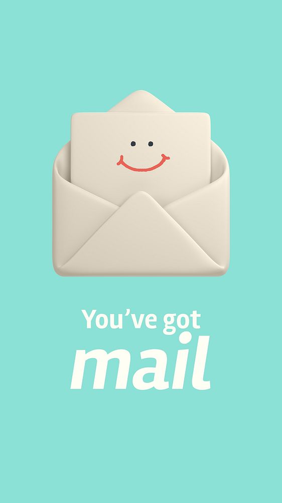 3D envelope Instagram story template, cute email notification vector