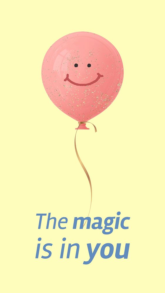 Pink balloon Instagram story template, positive quote vector