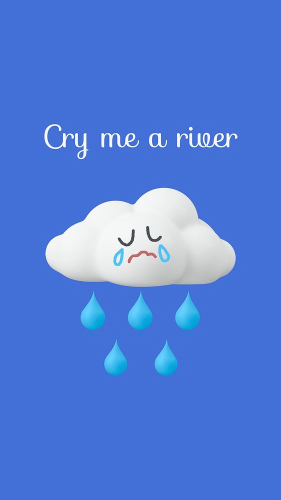 Crying cloud Instagram story template, sad quote vector