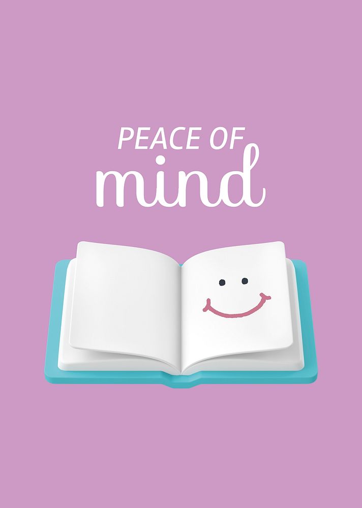 Peace of mine poster template, cute purple design vector