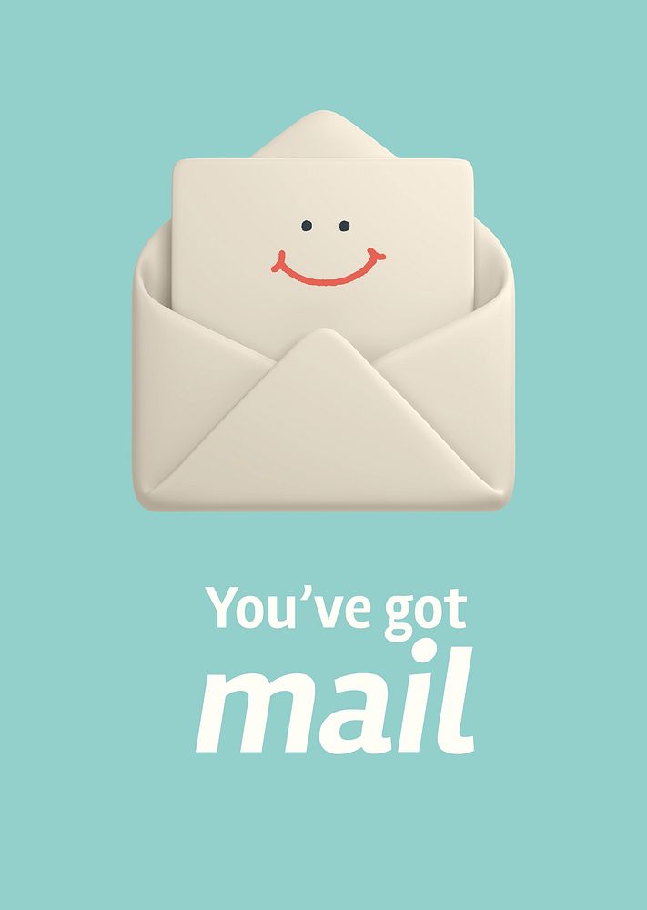 You've got mail poster template, cute notification psd