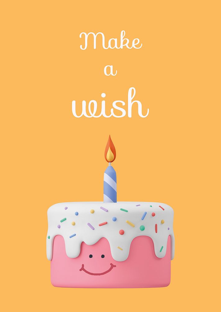 Make a wish poster template, birthday celebration vector