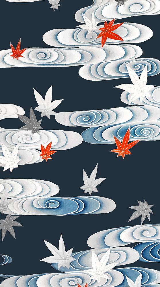 Maple leaves with swirls background vector