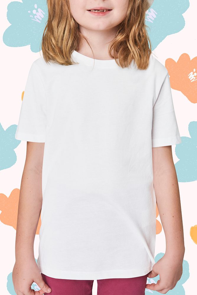 Girl's casual white t shirt studio shot