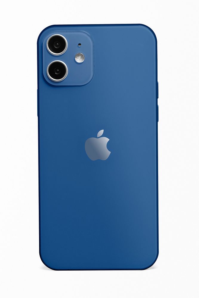 Blue Apple iPhone 12 psd phone rear view mockup. NOVEMBER 12, 2020 - BANGKOK, THAILAND