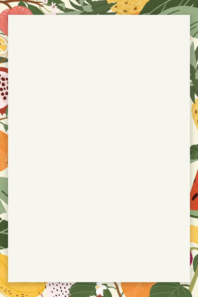 Colorful tropical fruits rectangle frame
