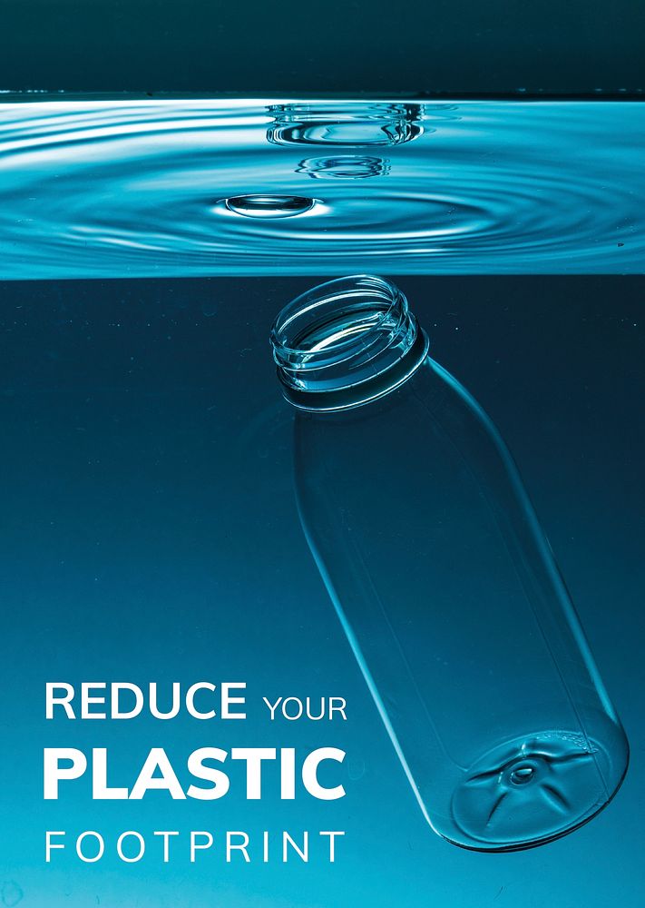 Reduce your plastic footprint poster template vector