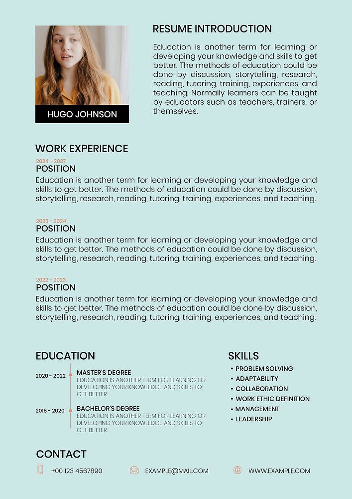 Creative resume editable template vector for job hunt