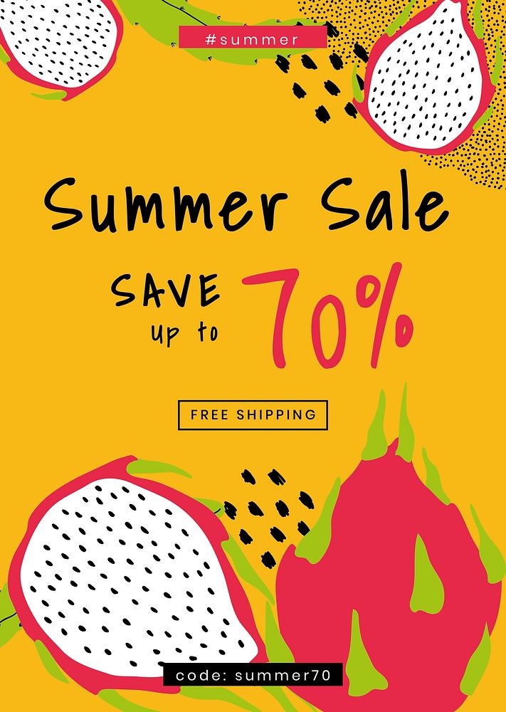 Save up to 70% summer sale template vector 