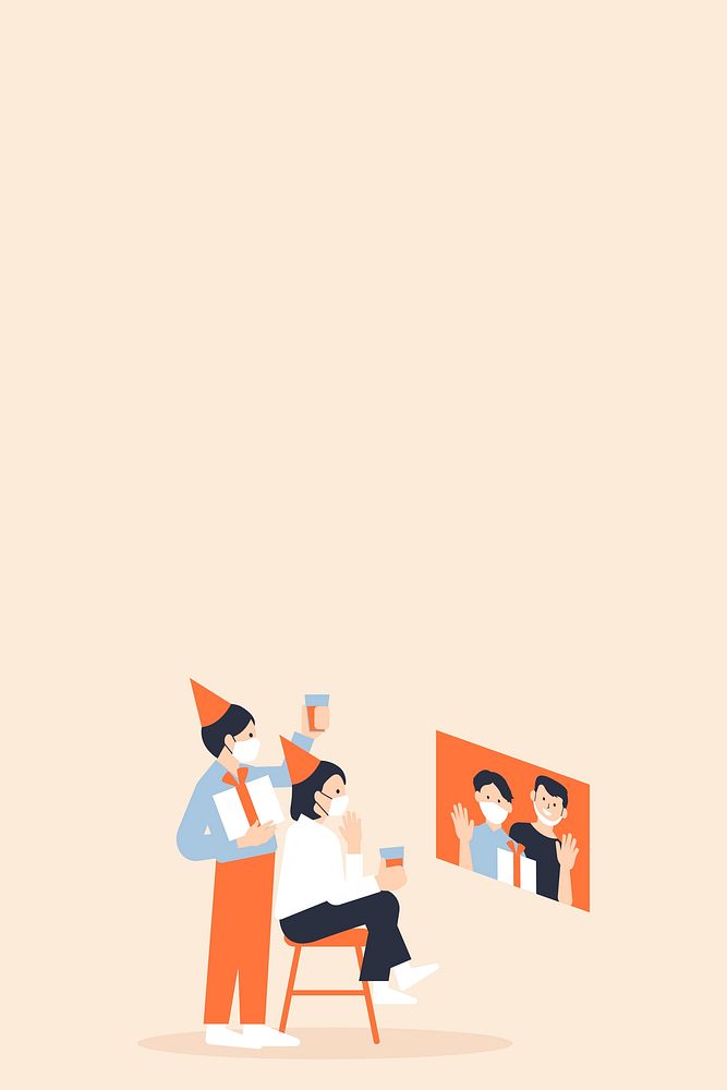 Video call celebration vector party in the new normal