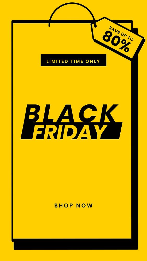 Yellow vector Black Friday 80% off promotion design banner template