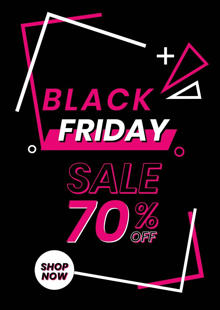 Pink vector Black Friday 70% off funky bold font banner
