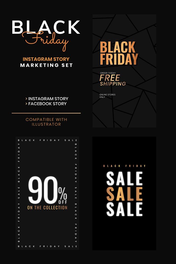 Black Friday vector deals social advertising poster template collection