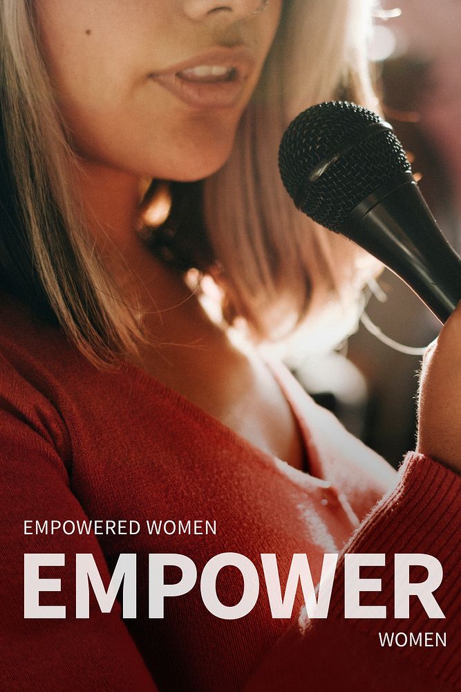 Women empowerment career template vector poster public speaker inspirational quote