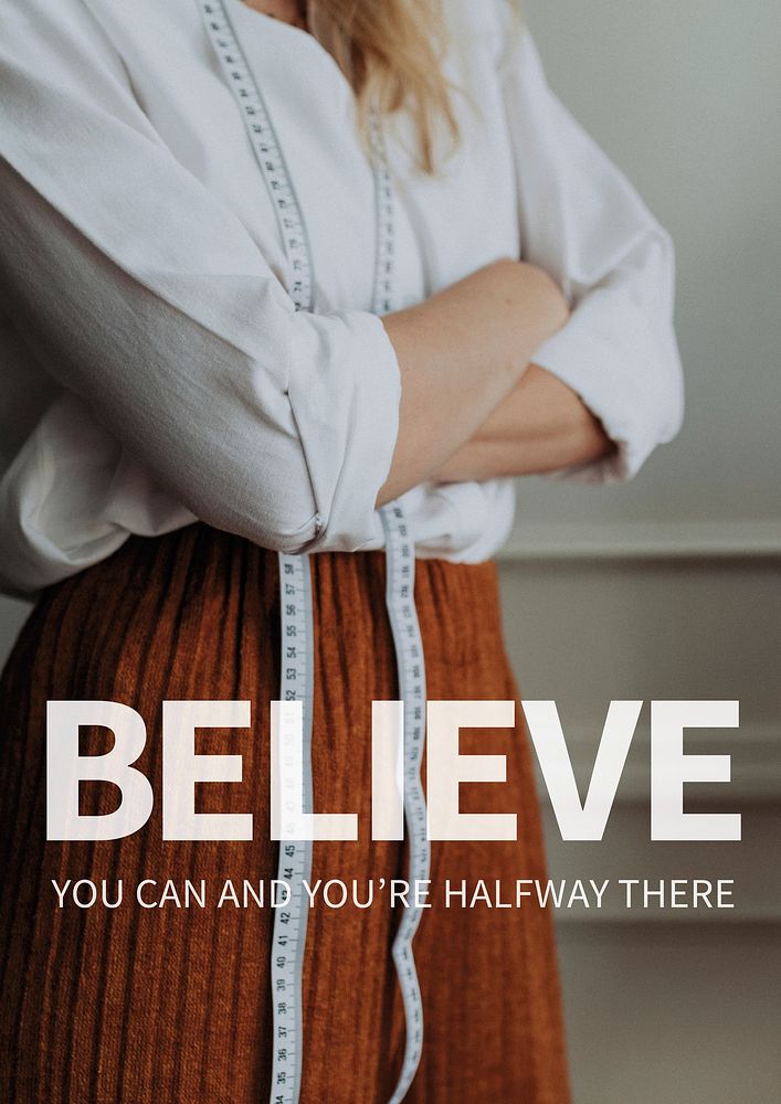 Believe fashion poster template vector with editable text