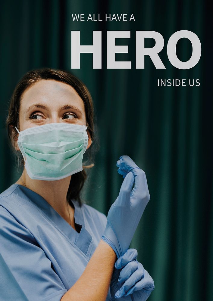 Hero healthcare poster template vector with editable text