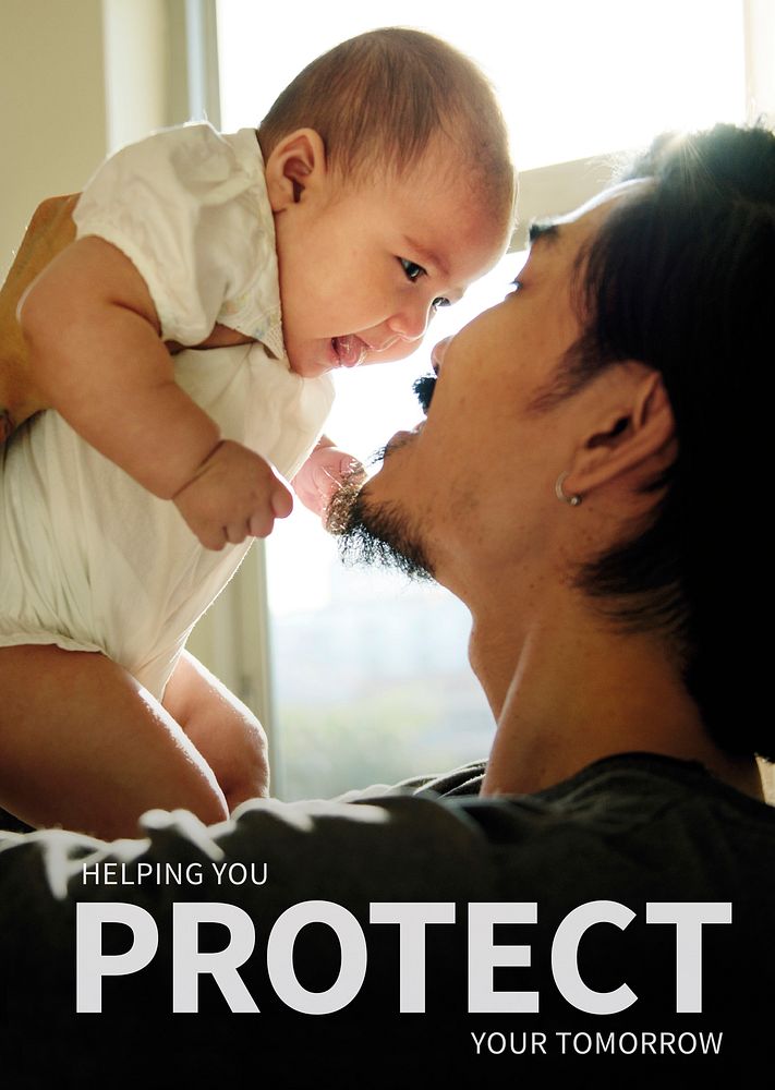 Protect tomorrow insurance for family&rsquo;s health ad poster