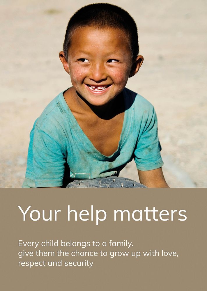 Children charity donation template vector ad poster