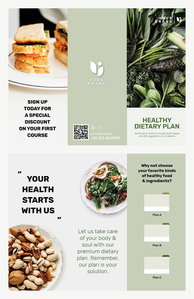 Dietary program brochure template vector