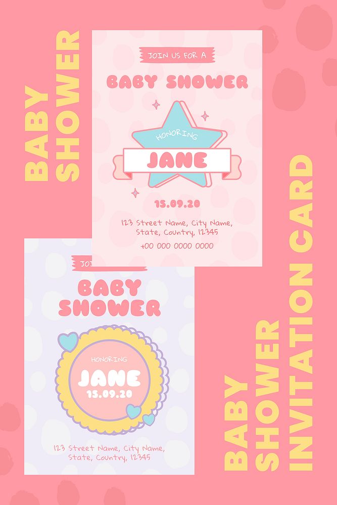Cute baby shower invitation card templates vector